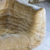 Chauffeuse d'angle Togo velours beige par Michel Ducaroy pour Ligne Roset