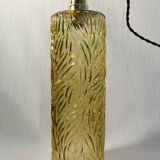 Vintage/art deco cylindrical pendant lamp in chiseled amber glass electrified