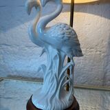 Porcelain lamp with pink flamingos from the 1980s.