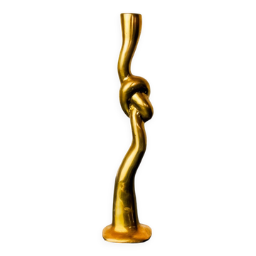 Bougeoirs noeud, design brutaliste, bronze, italie, 1970