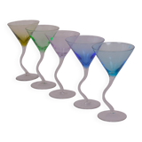 Tinted glass martini glasses x5