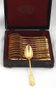 Christofle Chrysanthème gold, 12 mocha spoons, coffee, 12.3 cm, monogram BP.