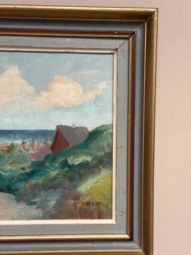 Oil on Panel 'Sea View' by S. Palm, Signed, Vintage & Framed 40 × 34 cm