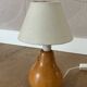 vintage wooden lamp small model with fabric shade 80's design
