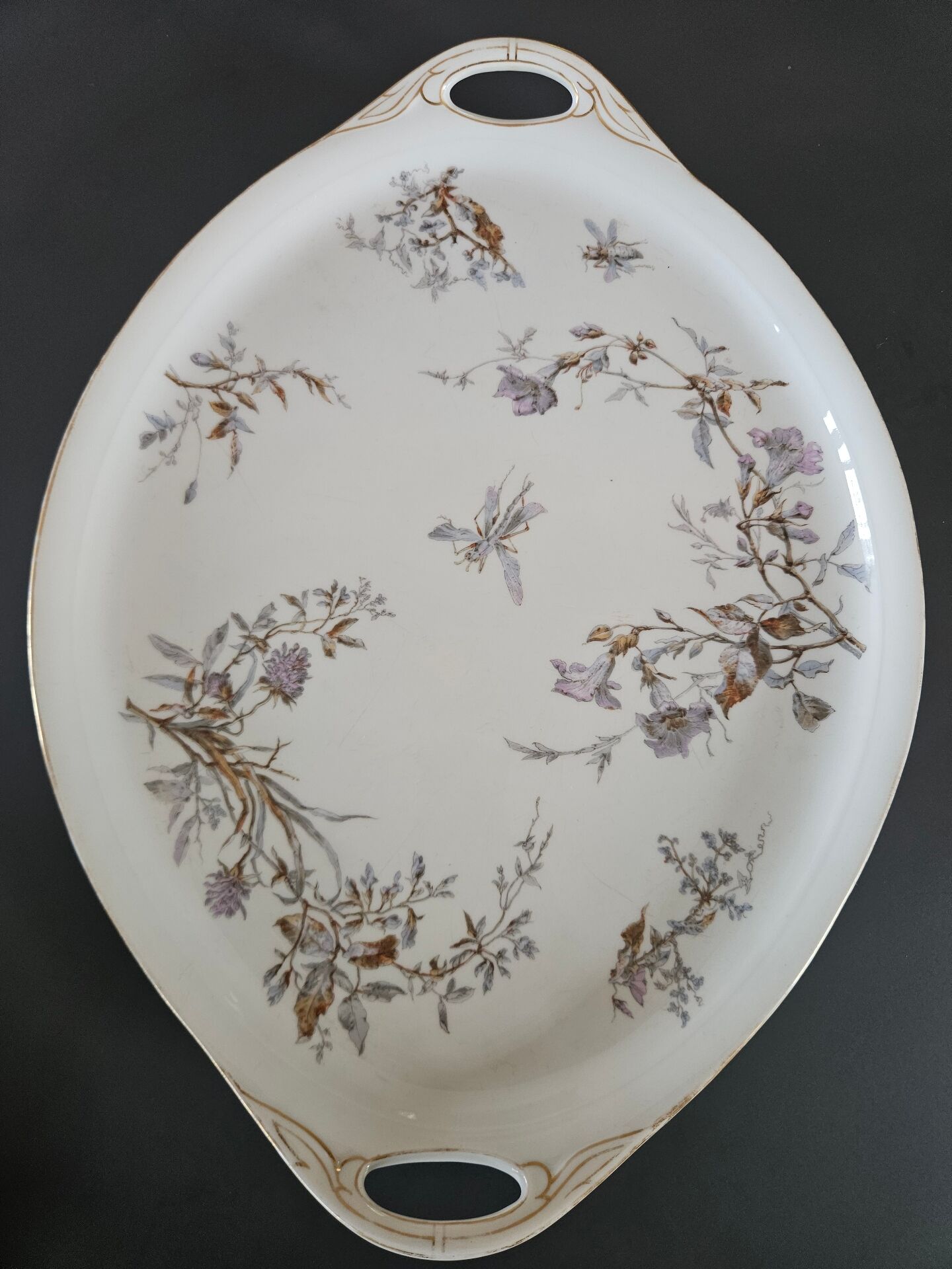 Large oval porcelain dish 19th century Hache Pépin-Lehalleur Vierzon