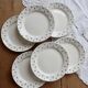6 vintage dessert plates in white earthenware – blue fleur-de-lis decoration