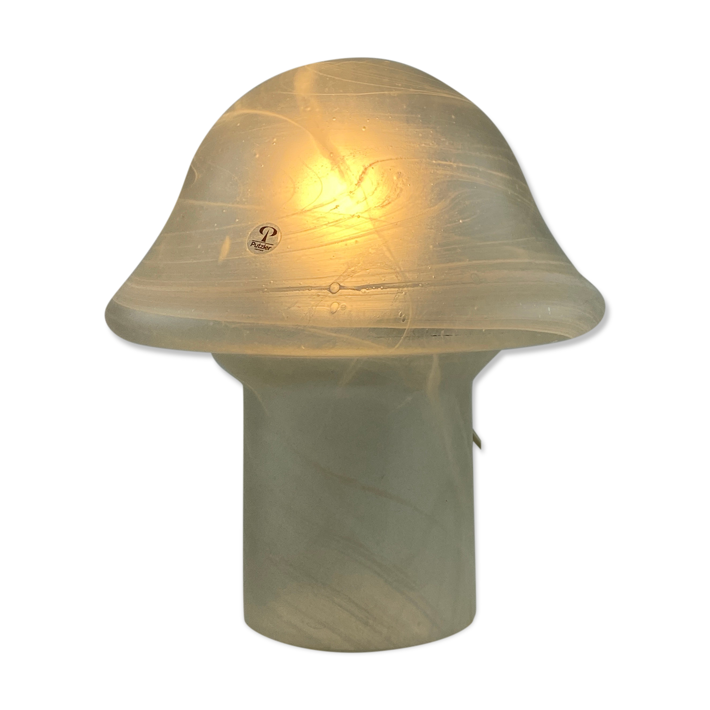 White clear glass peill and putzler mushroom table lamp