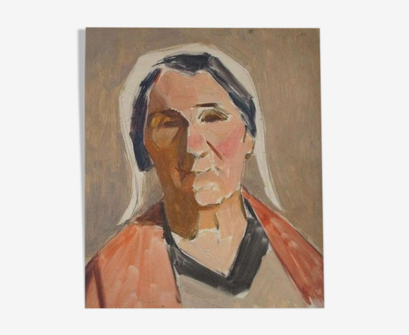 Portrait de femme sur panneau 1930 Guillot de Raffaillac