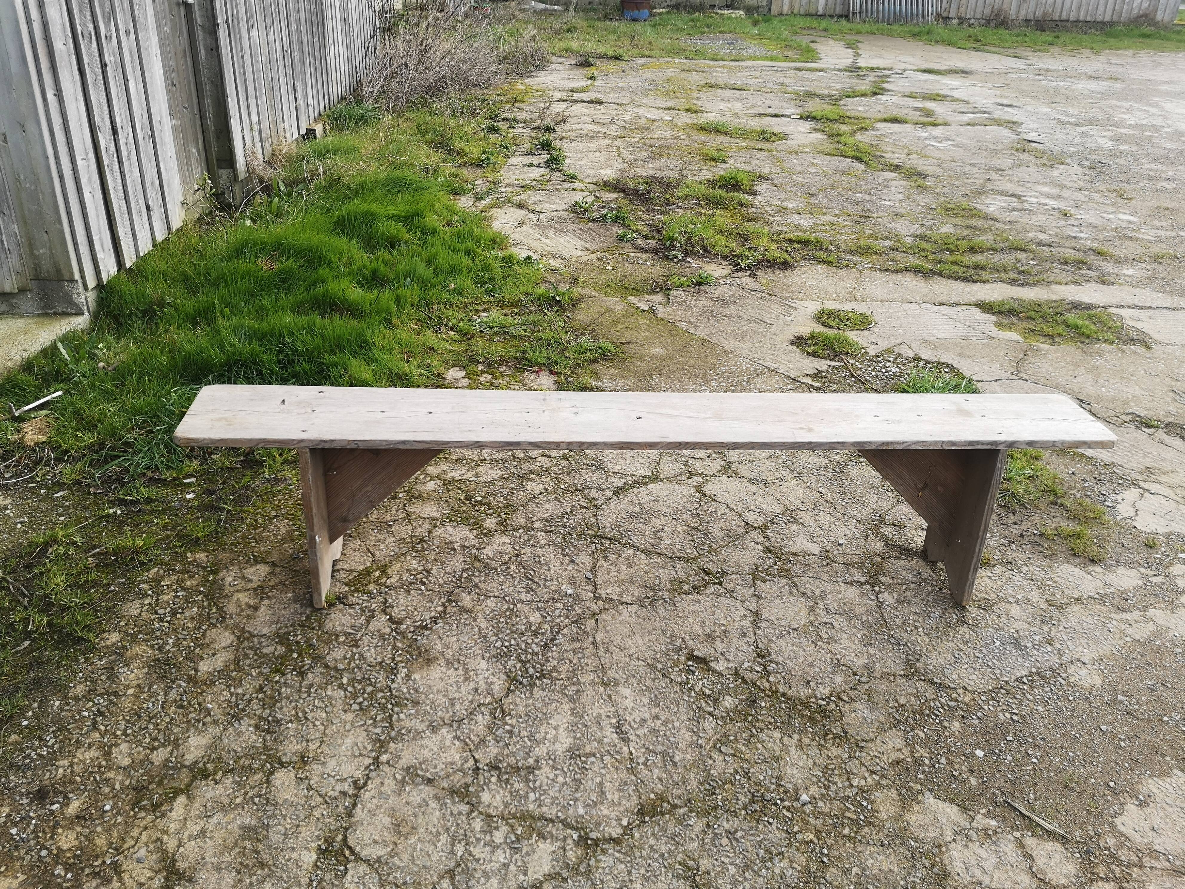 Old wooden farmhouse bench