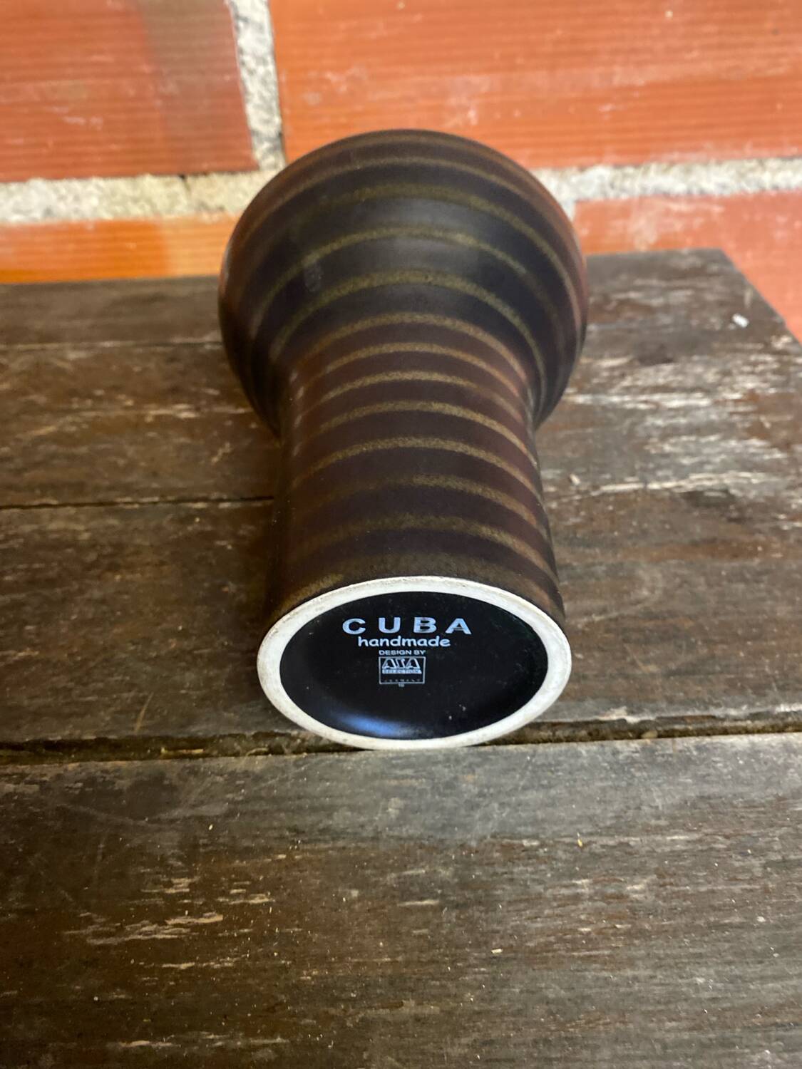 Vase CUBA Aza Selection Made In Germany Black Brown Ceramic Vintage