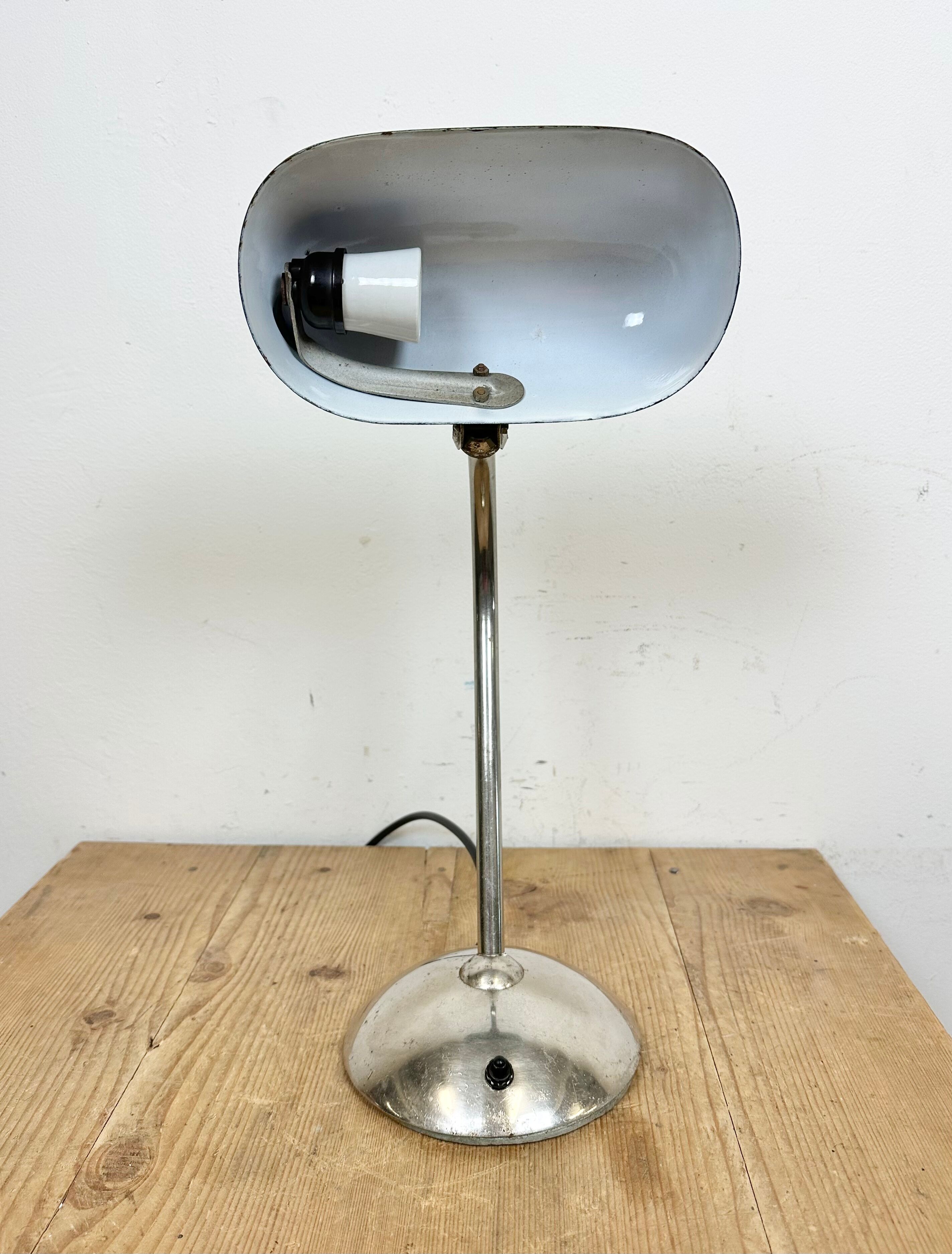 Vintage Green Enamel Bank Lamp, 1950s