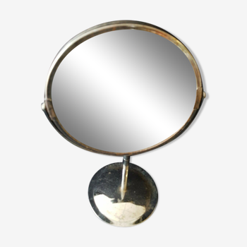 Miroir rond à bascule sur pied double face hauteur 30cm