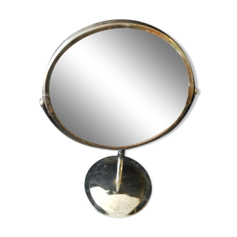 Miroir rond à bascule sur pied double face hauteur 30cm