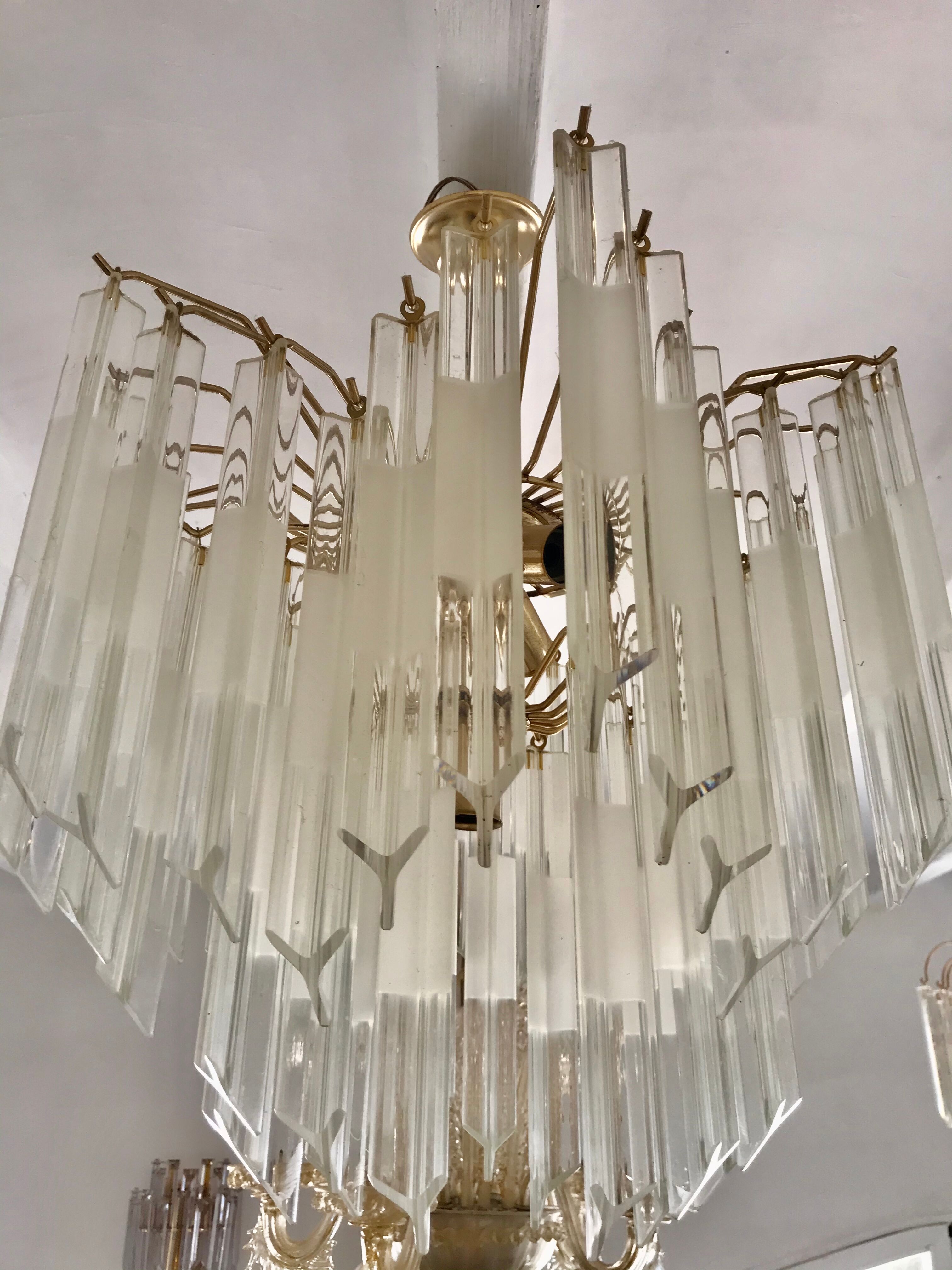 Venini Triedi Crystal Chandelier 1970