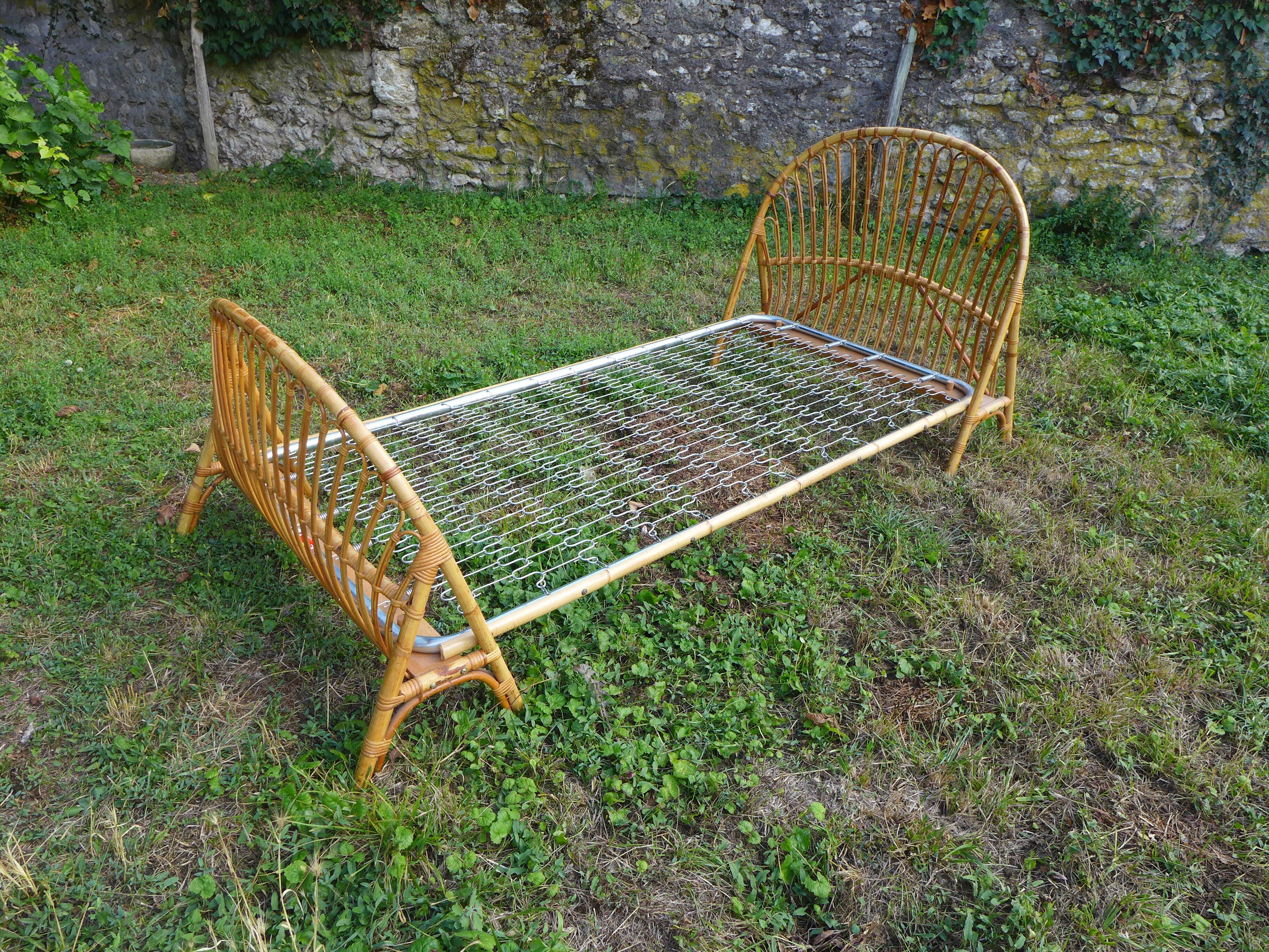 Vintage rattan bed 90X190