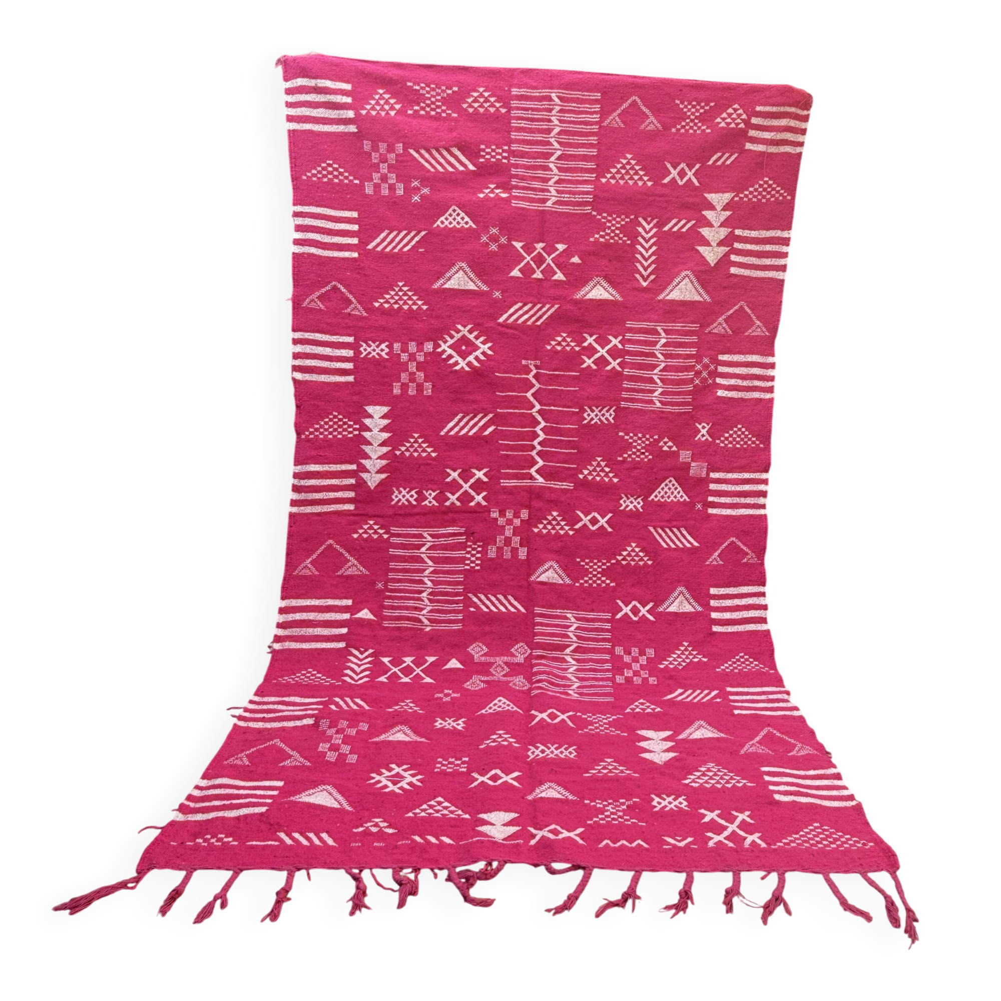 Handmade wool Berber rug – Bohemian pink Moroccan kilim