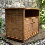 Oak rattan and woven wicker furniture 1980
