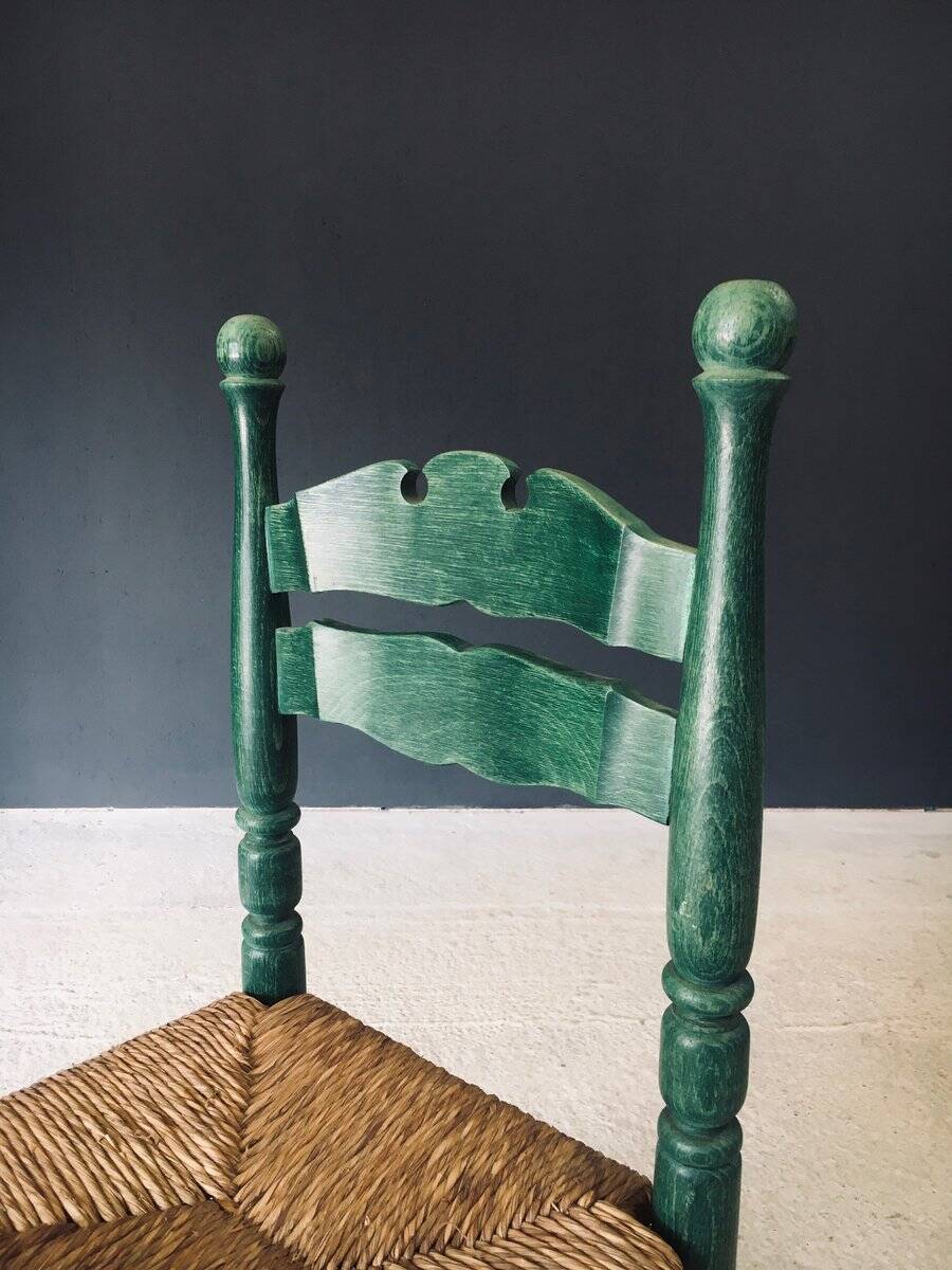 Rustic Austrian Alps Green Side Chairs, Austria, 1950s, Set of 2