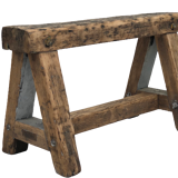Trestle-shaped wooden bench