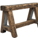 Trestle-shaped wooden bench