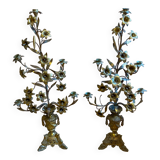 Pair of gilded bronze church candelabras.