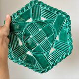Trio dessous de plat et dessous de bouteilles barbotine art deco