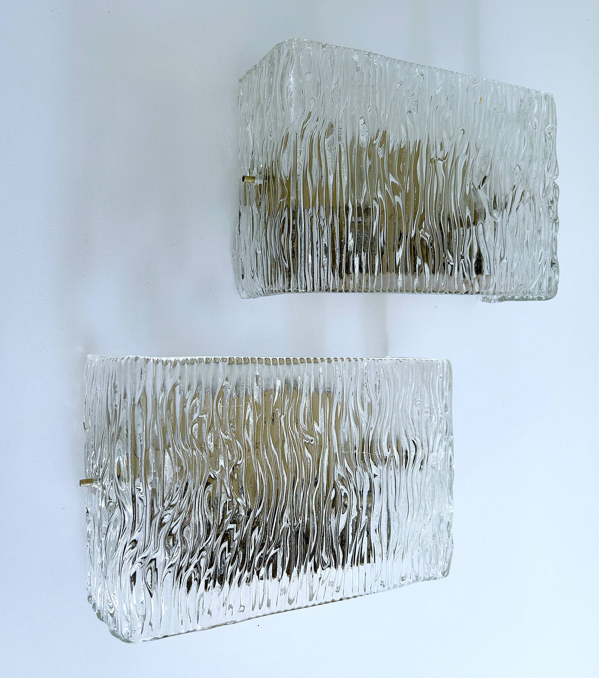 Pair of Vintage Kalmar Glass Sconces