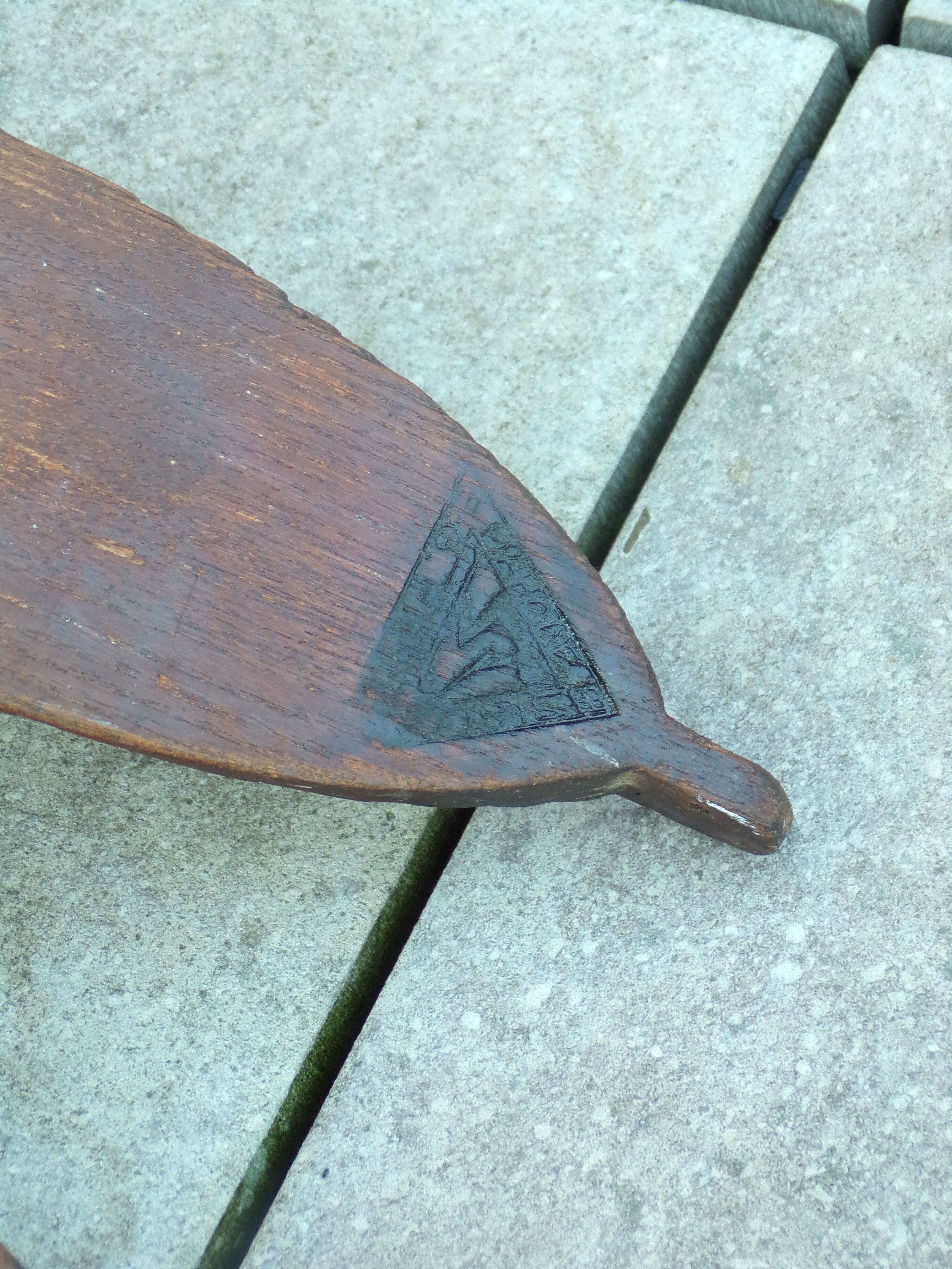 Pair of old skis in wood