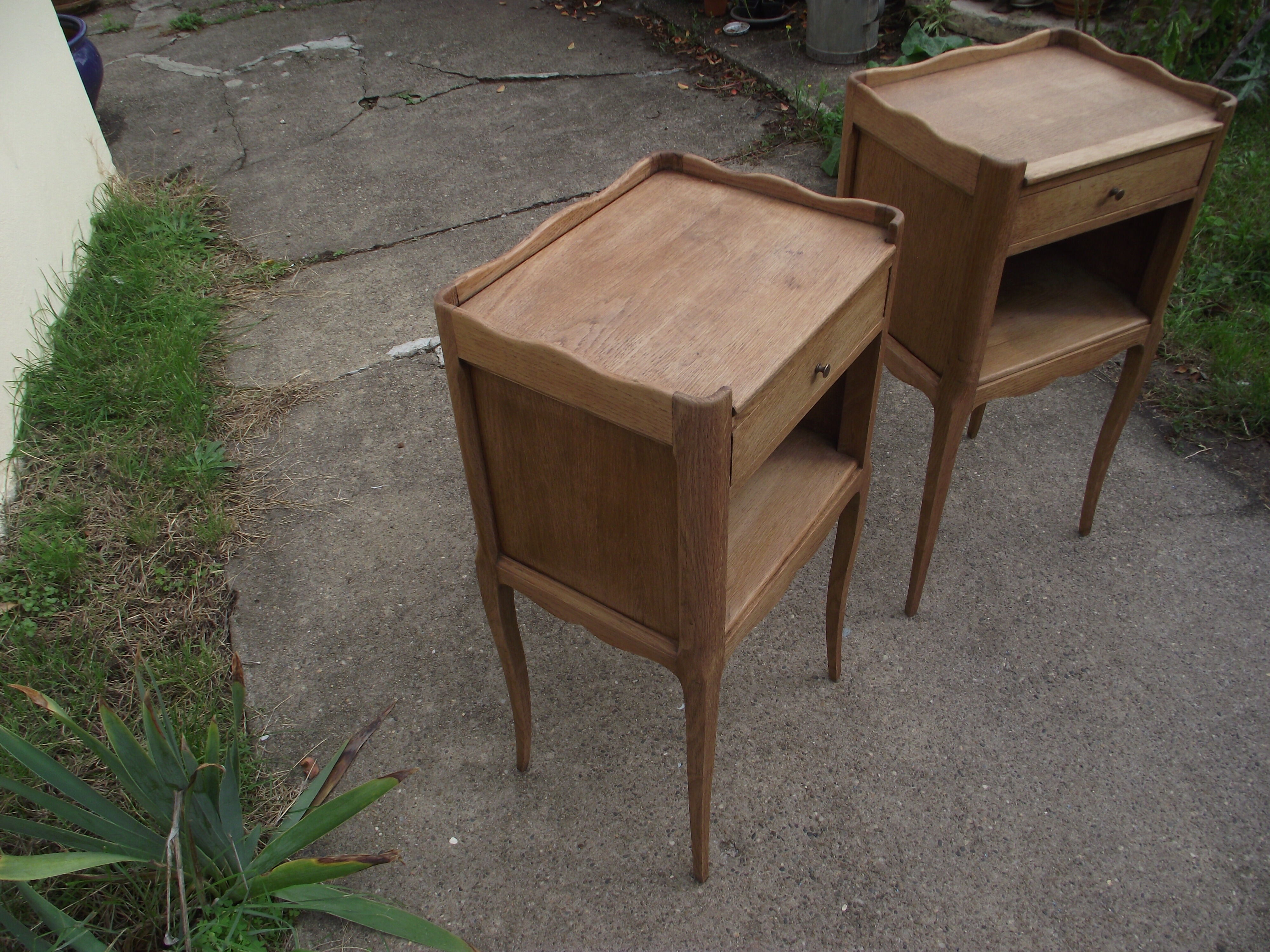 Pair of bedside style Louis XV solid oak