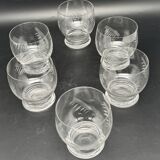Service à boissons carafe et ses 6 verres en verre fin ciselé