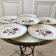 Set of 6 flat flower plates Badonviller 30s