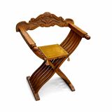 Antique Italian Savonarola Chair, Late 19th Century