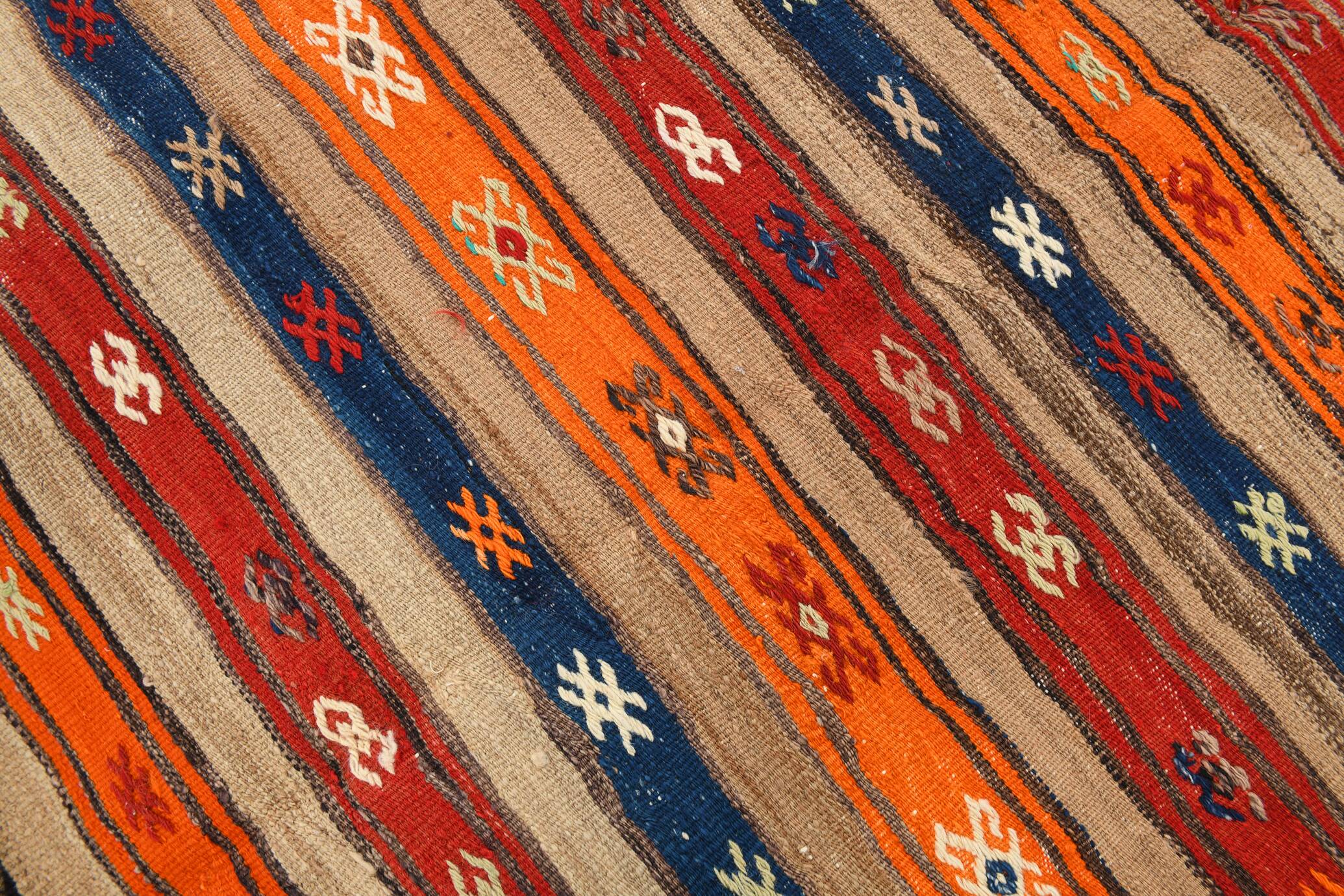 142x231Cm Multicolor Vintage Kilim Rug, Handmade Wool Rug