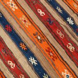 142x231Cm Multicolor Vintage Kilim Rug, Handmade Wool Rug