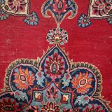 Tapis vintage fait main Kazvin en laine rouge vif (100cm x 144cm)