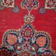 Tapis vintage fait main Kazvin en laine rouge vif (100cm x 144cm)