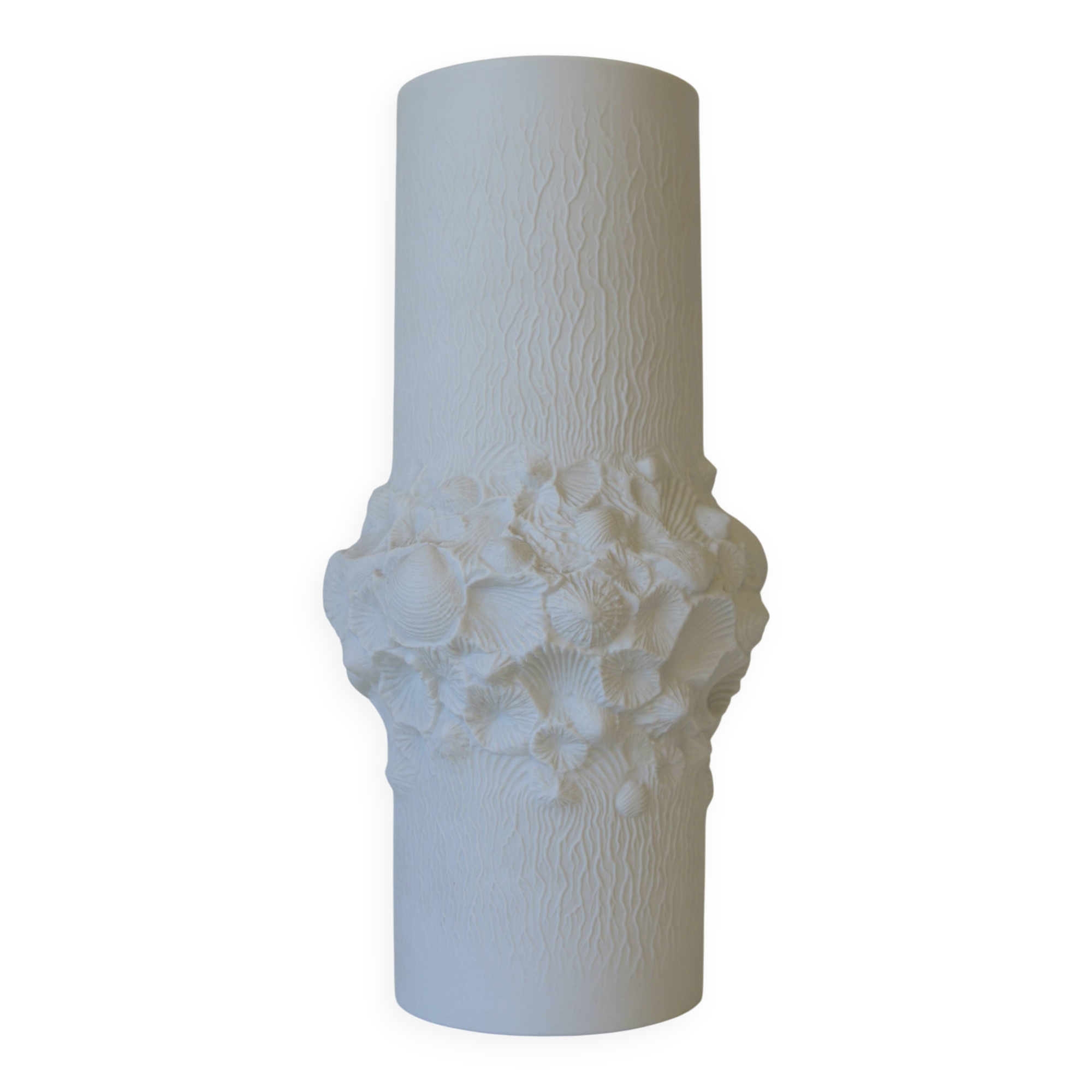 Vintage white porcelain floor vase for pampas grass Kaiser Germany 1960's