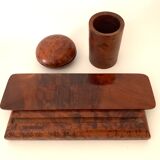 Walnut magnifying glass desk set