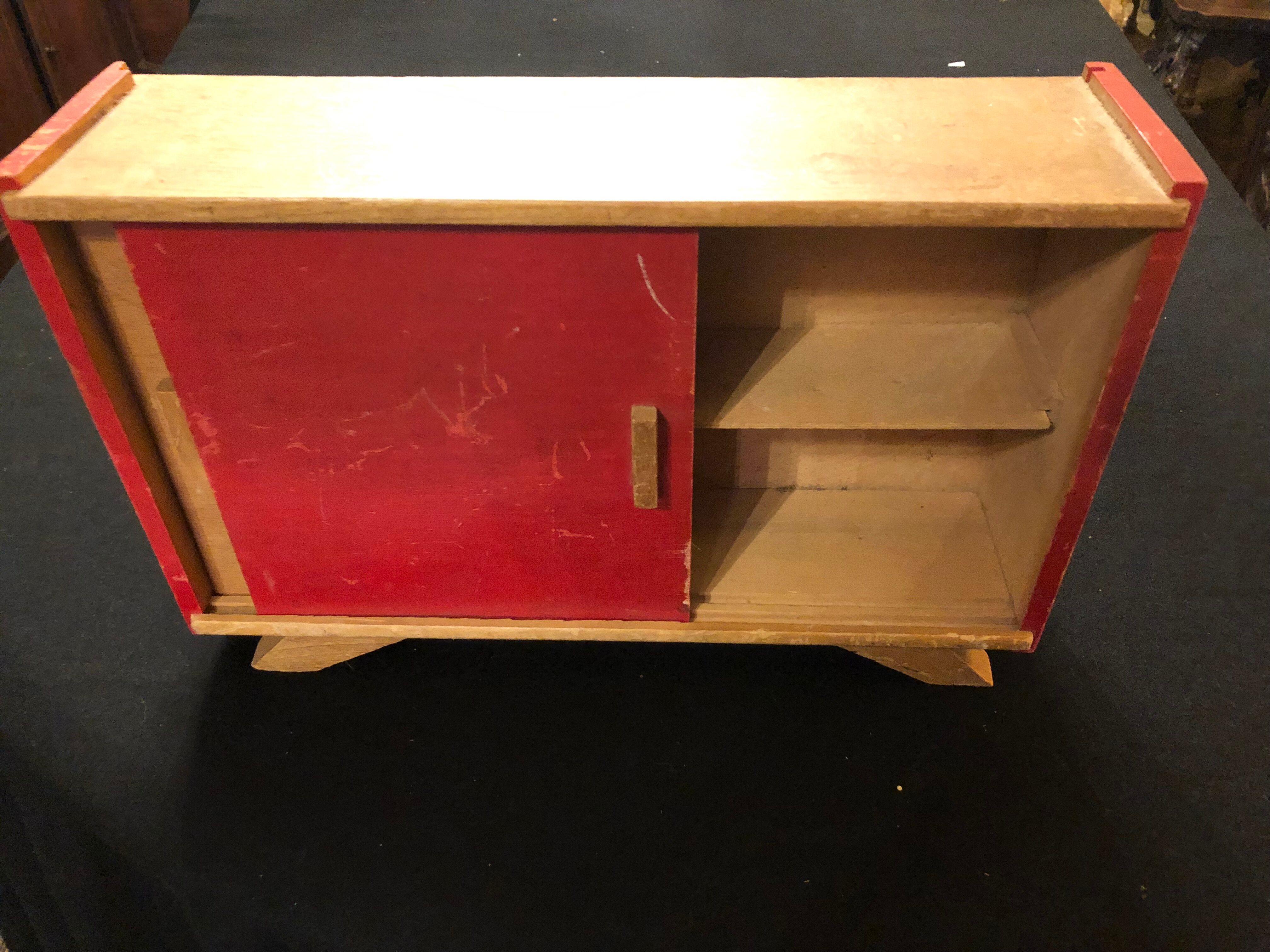 Vintage wooden doll cabinet