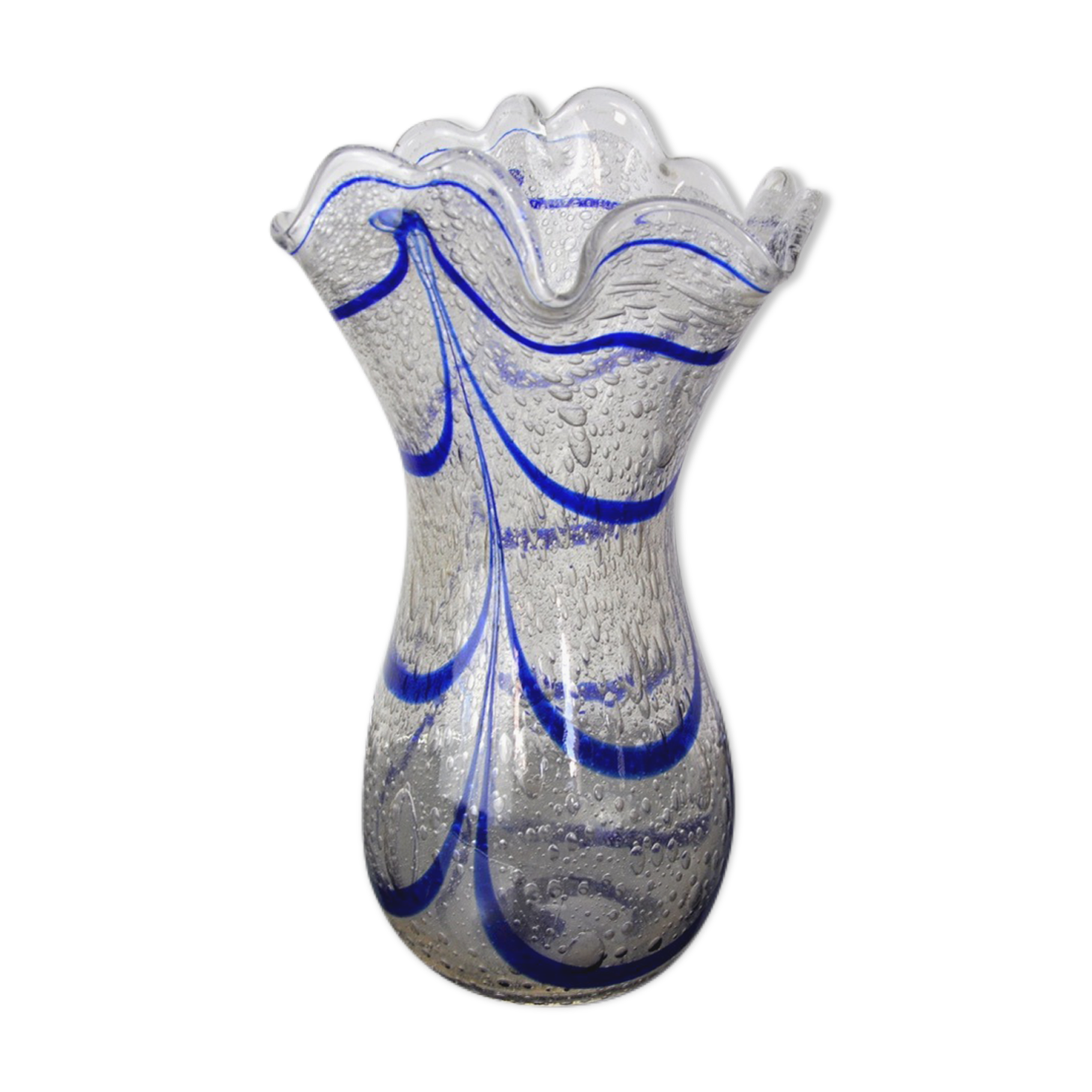 Blue seguso vase in murano glass, Italy, 1960