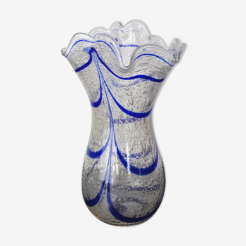 Vase seguso Bleu en verre de murano, italie, 1960