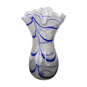 Vase seguso Bleu en verre de murano, italie, 1960