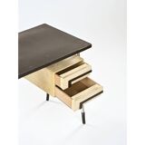 Desk with tubular base in chromed metal