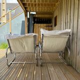 Pair of reupholstered armchairs from the 1970s.