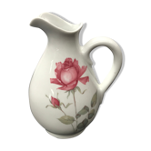 Former Longchamps white porcelain pitcher - vintage roses decor