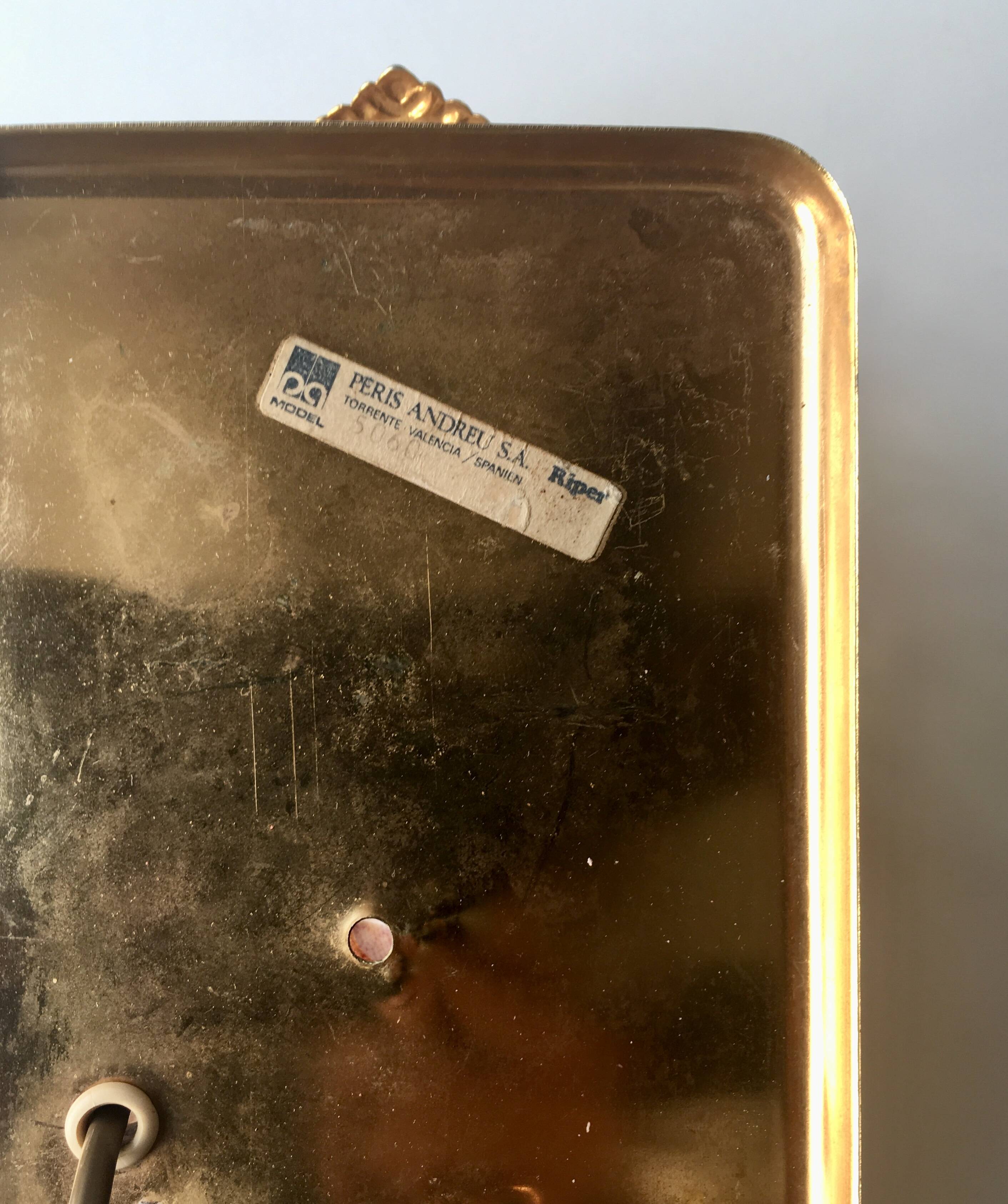 Wall lamp in gilded brass and glass, Peris Andreu, Spain, 1960s