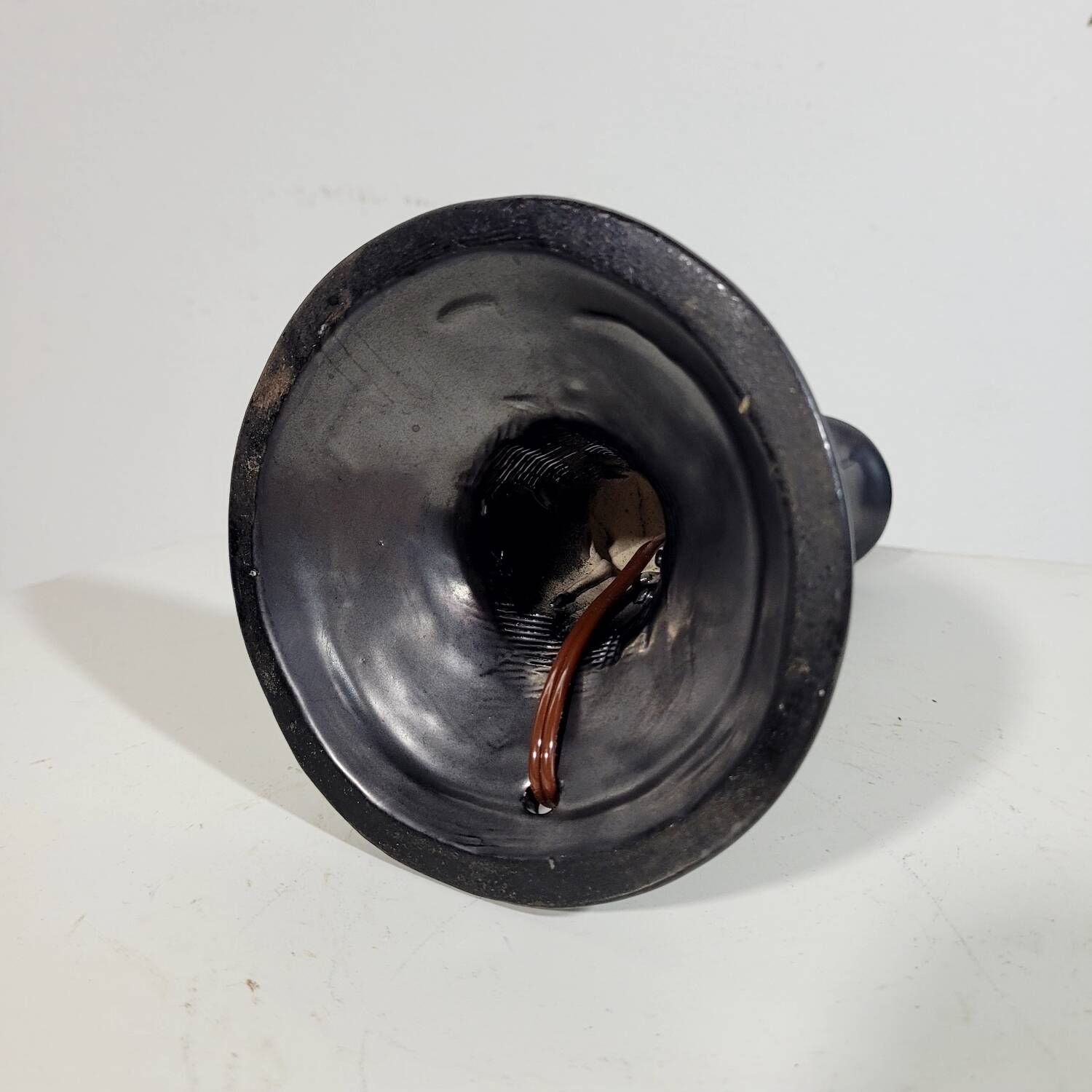 Vintage lamp base in iridescent black ceramic circa 1950