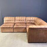 Canapé modulaire vintage en cuir marron de Laauser, années 1960
