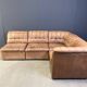 Vintage brown leather modular sofa by Laauser, 1960s