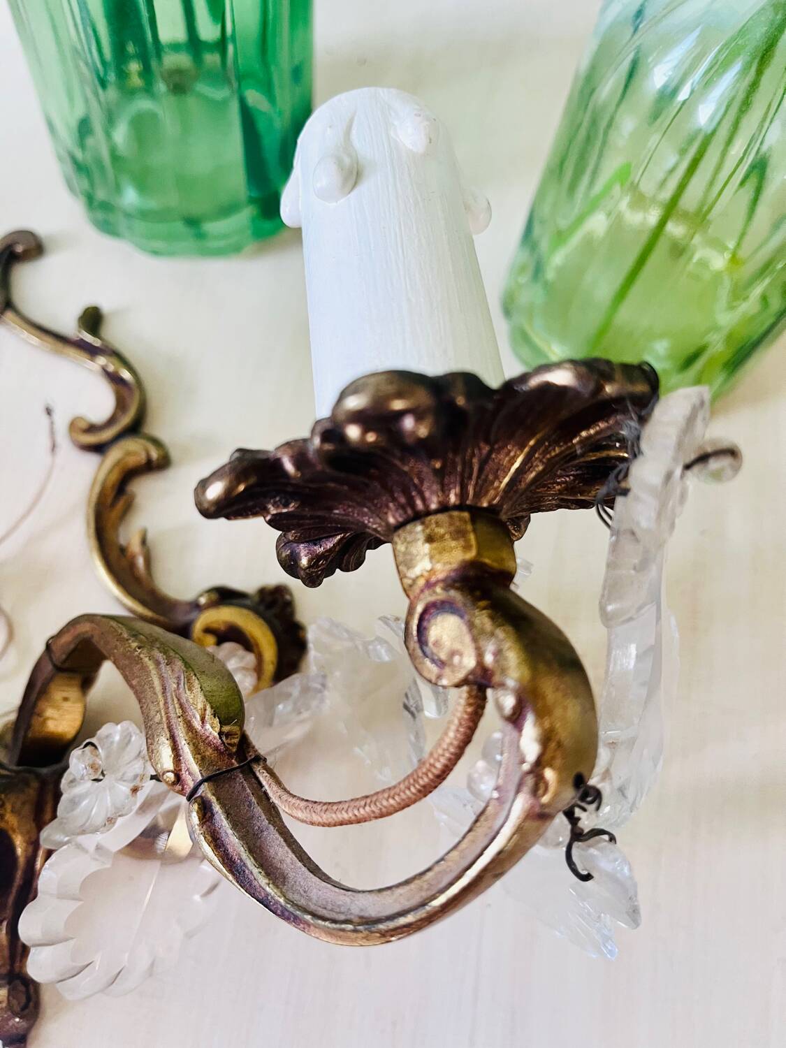 Antique wall light in gilded metal and tassels – 2 lights